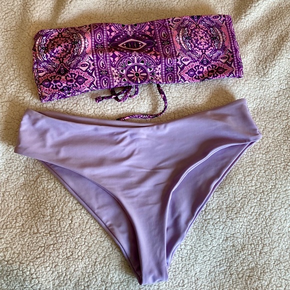 SHEIN Womens Bathing Suit LOT Tops Bottom Size Medium Purple Pink Beach Summer - Picture 8 of 10
